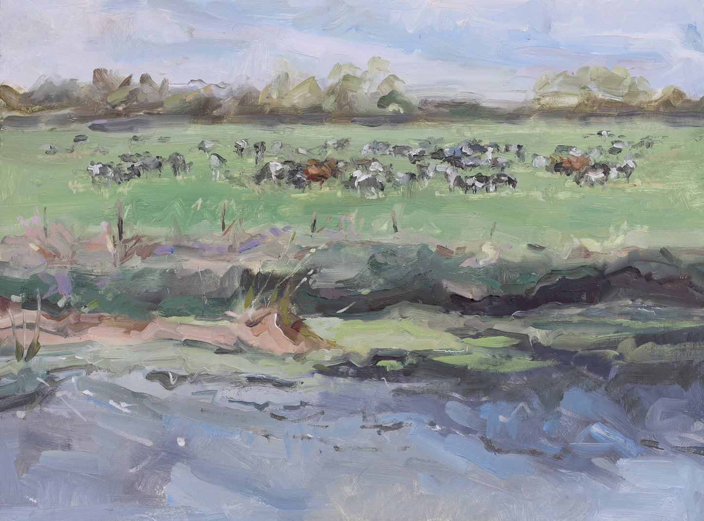 Claire Tozer : Cows by the Stour
