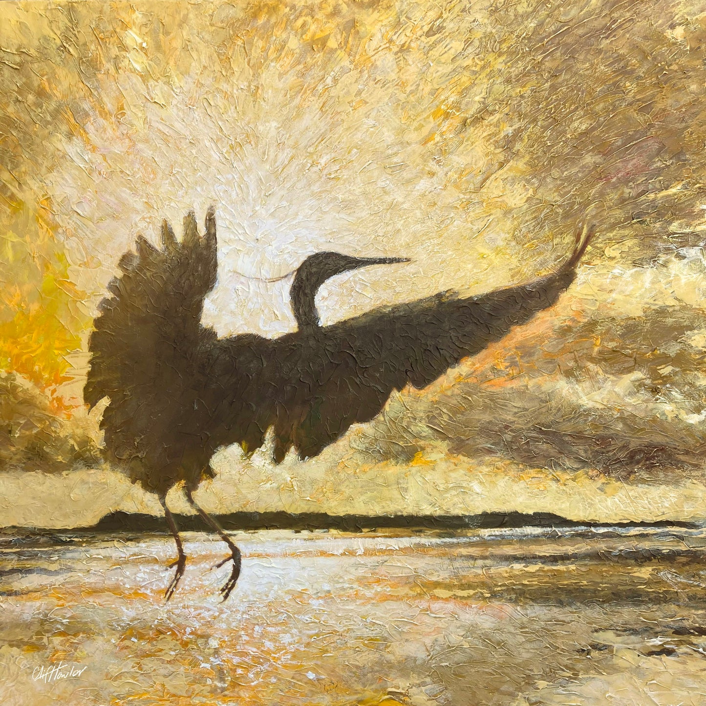 Egret, Sunset in Poole Harbour