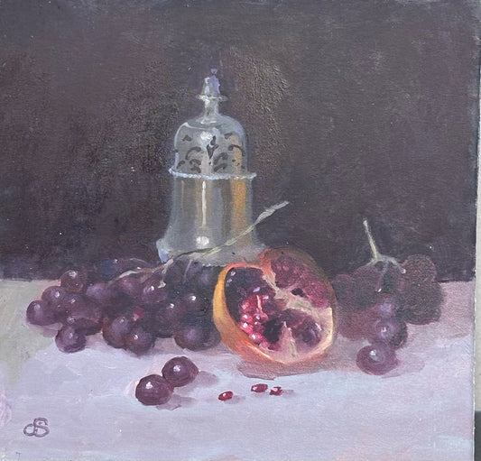 Pomegranate, Silver & Grapes