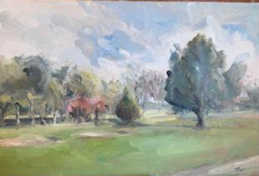 Claire Tozer :Autumn across the green, Sturminster Marshall Golf Club